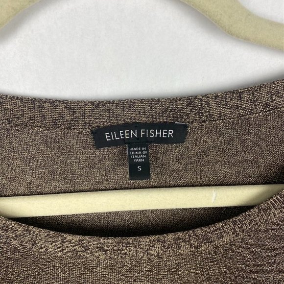 Eileen Fisher Womens Size Small Brown Gold Oversized Short Sleeve Knit Top - Picture 3 of 6